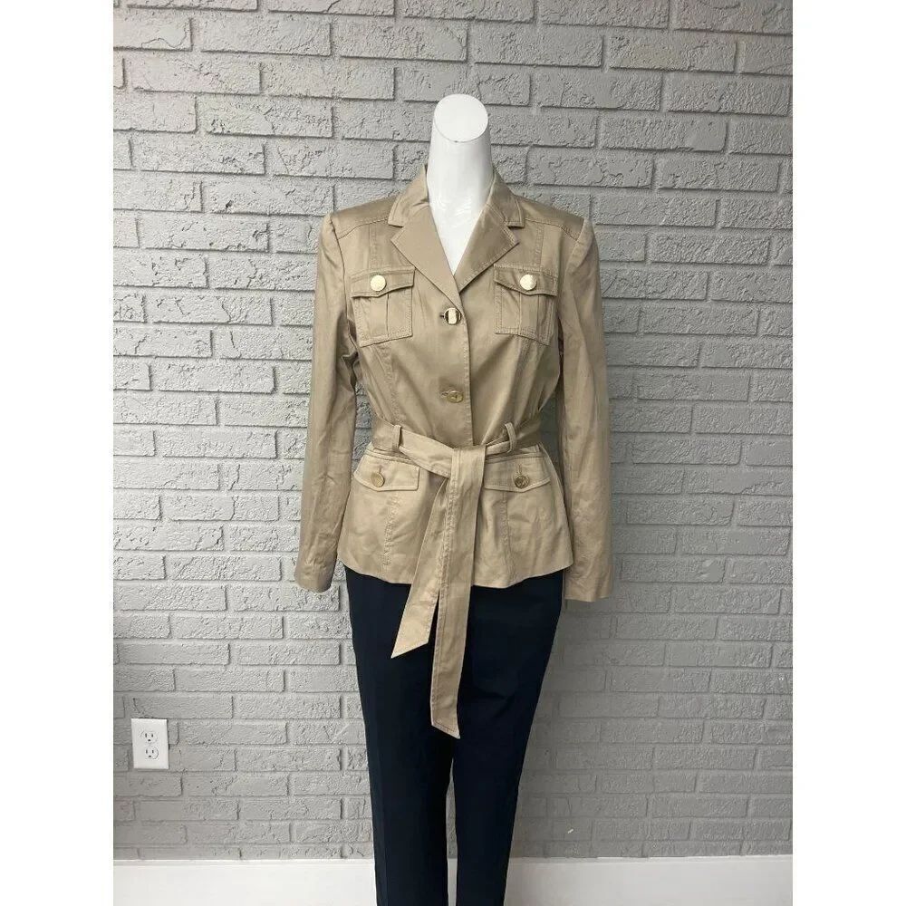 Anne Klein Women Tan Stretch Utility Jacket With 12P